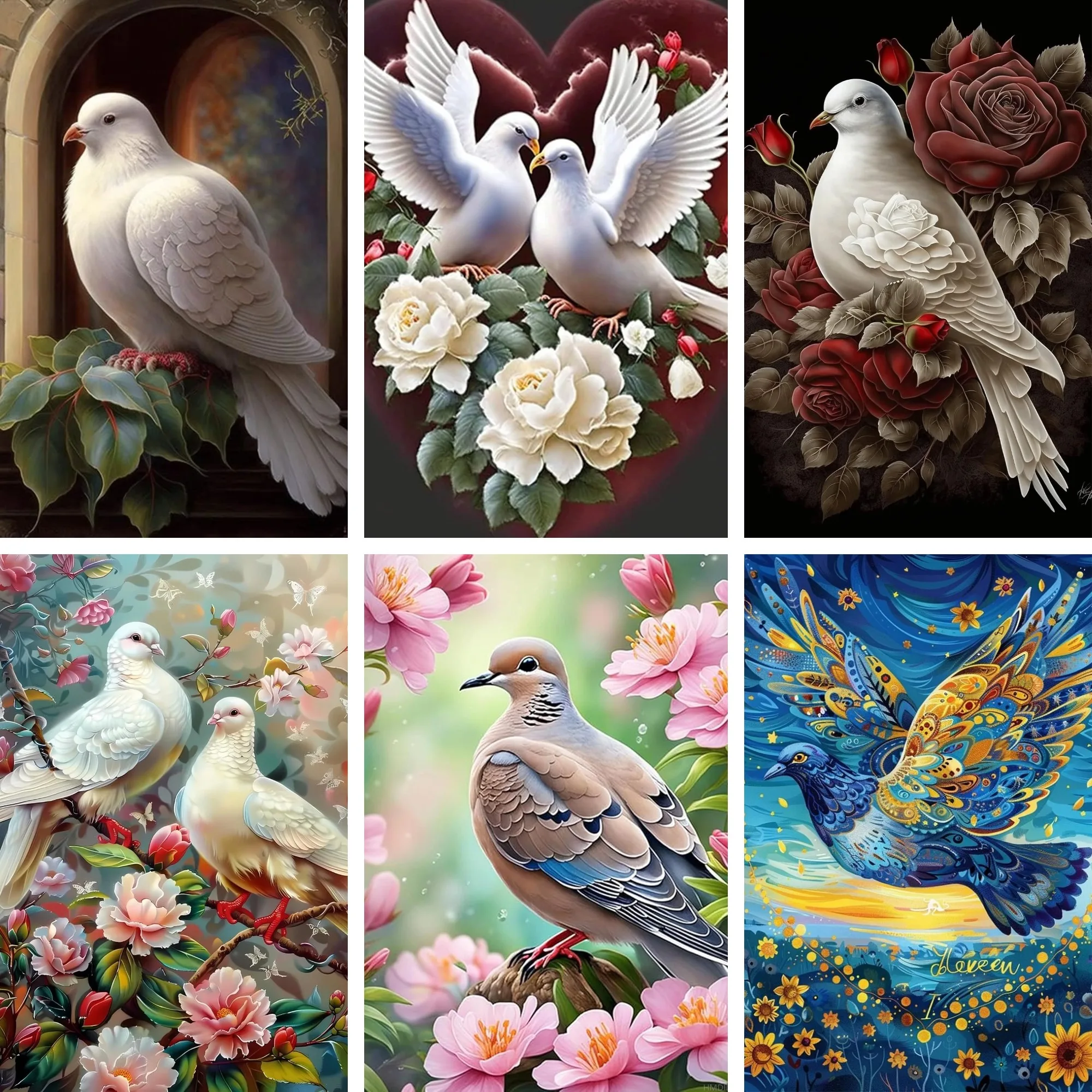 

Dove Embrace of Affection,5D Full Drill Diamond Painting Dots Embroidery Cross Stitch,Romantic Bird Wall Art ,Animal Lovers Gift