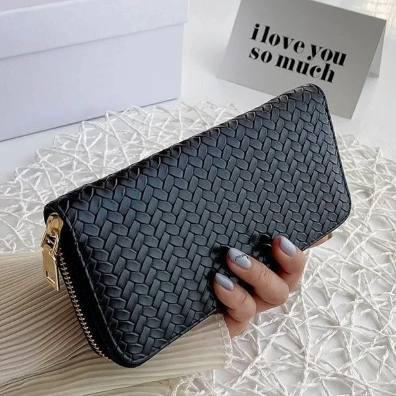 NEW  Long Wallets Women Zipper Purse and Wallet New Fashion PU Leather Ladies Dinner Mobile Phone Bags Card Package Black