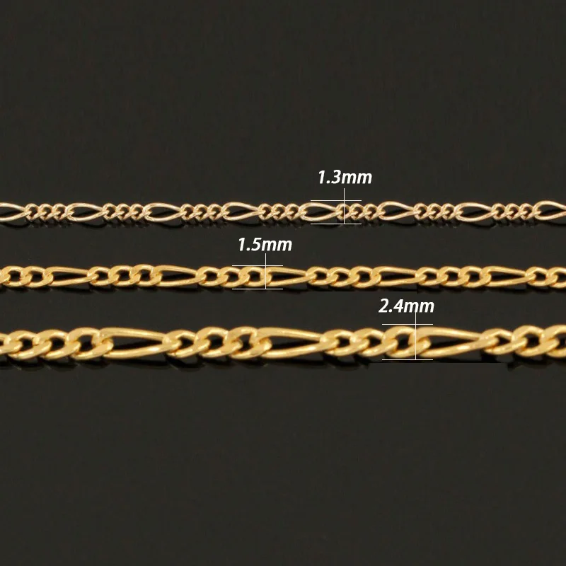 14K Vergoldete Figaro-Kette 1,5MM Minimalistischer Goldschmuck DIY-Kette für Anhänger Unisex – Detail 10