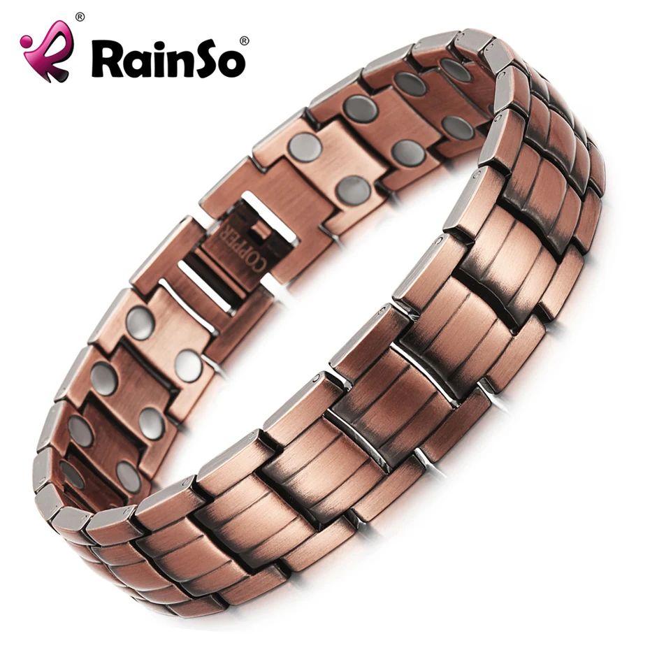

Rainso Copper Full Magnetic Bracelet For Men Healthy Bio Energy Magnetic Bracelets Fashion Men's Jewerly Wristband