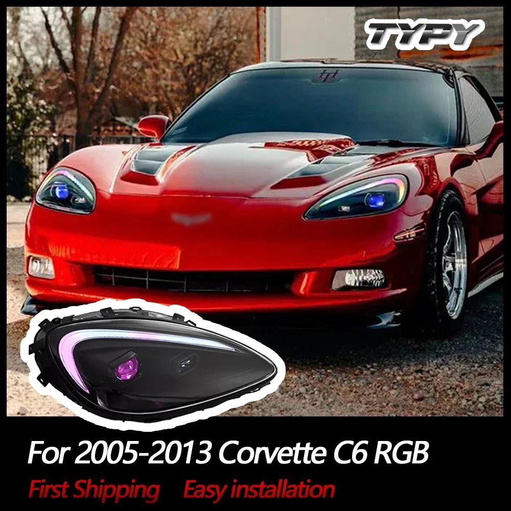 

Автомобильные фары для Corvette C6 RGB 2005-2013, фара, светодиодный проектор, дневные ходовые огни, автомобильные аксессуары