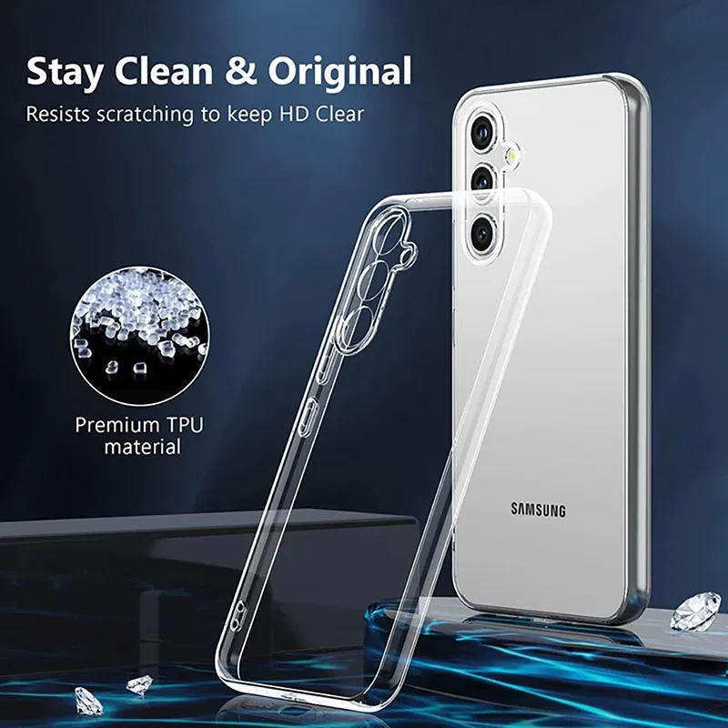 Ultra Thin Clear Silicone Soft TPU Case For Samsung Galaxy S23 S24 S21 FE S22 Plus Ultra A54 A34 A14 Transparent Bumper Coque