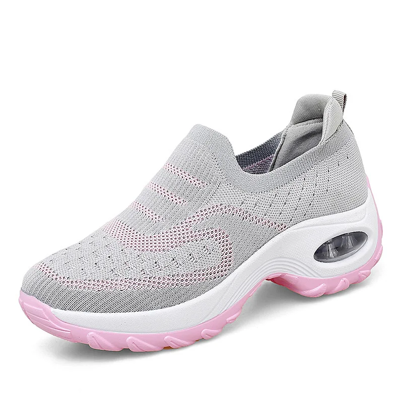 

New Style of Air-cushioned Shoes Made of Flying Fabric Women Casual Large-sized Fashionable and Trendy Breathable Women's Shoes
