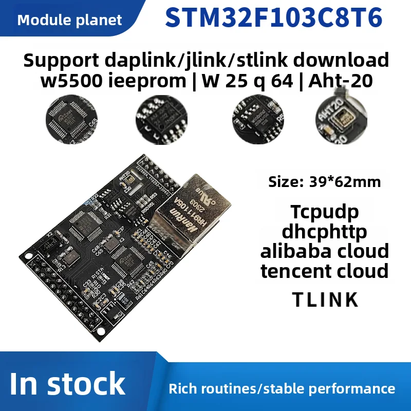 Placa de Desarrollo STM32F103C8T6 con Ethernet Serial W5500, Placa de Conversión de Red Ethernet RJ45 W5500
