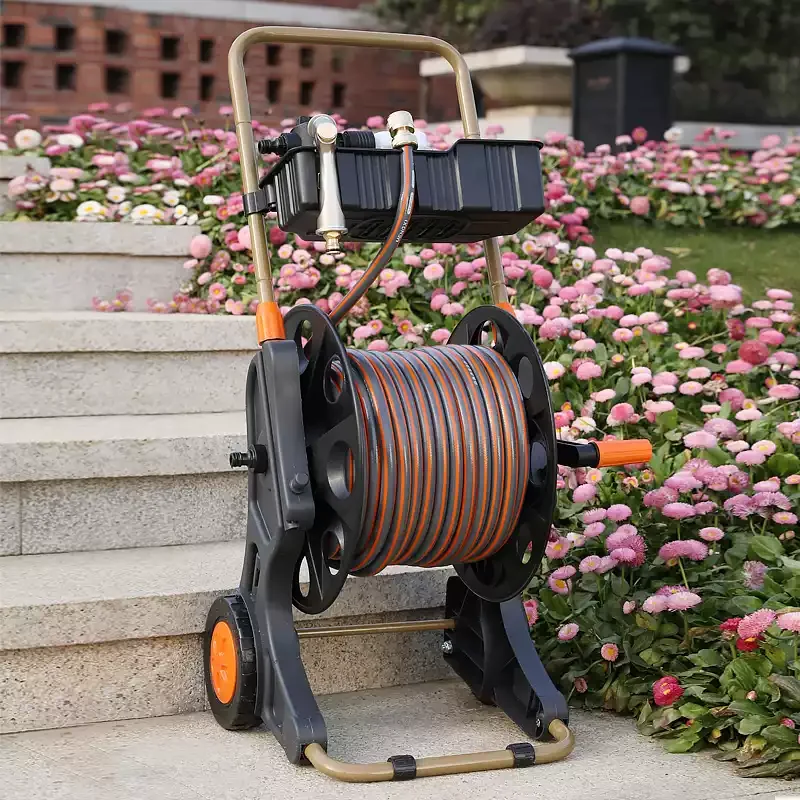 Hand‑Push Garden Hose Reel Cart, Watering Gun Pipe Storage Rack, Portable Hose Winder for Yard Irrigation