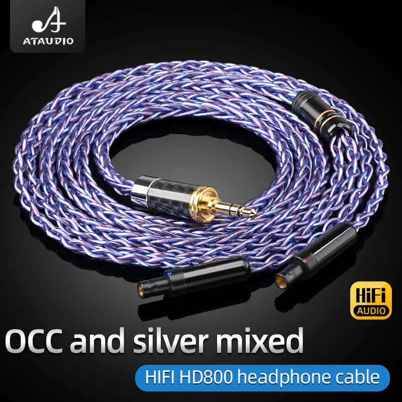 ATAUDIO HiFi HD800 Headphone Cable 3.5 Stereo XLR Balanced OCC Silver Plated Headphone Cable for HD800 Amplifiers Players