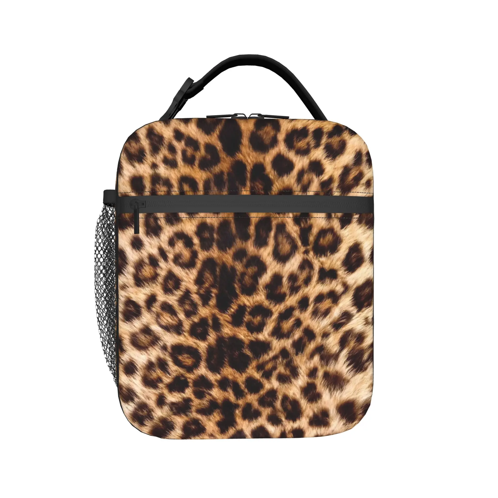 Psychedelic 80s Leopard Lunch Bag Abstract Art Outdoor Picnic Lunch Box For Adult Kawaii Thermal Lunch Bags Oxford Cooler Bag