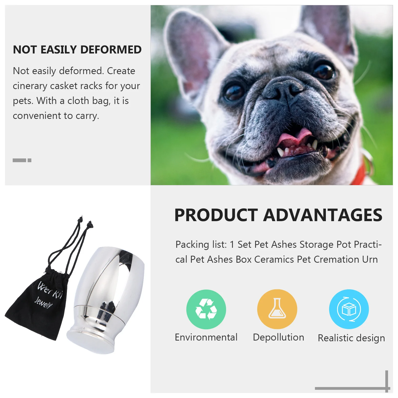 

1Set Solid Color Pet Ashes Box Strong Durable Fresh Natural Unique Design Smooth Lines Decent Funeral Casket Pet Cremation Urn