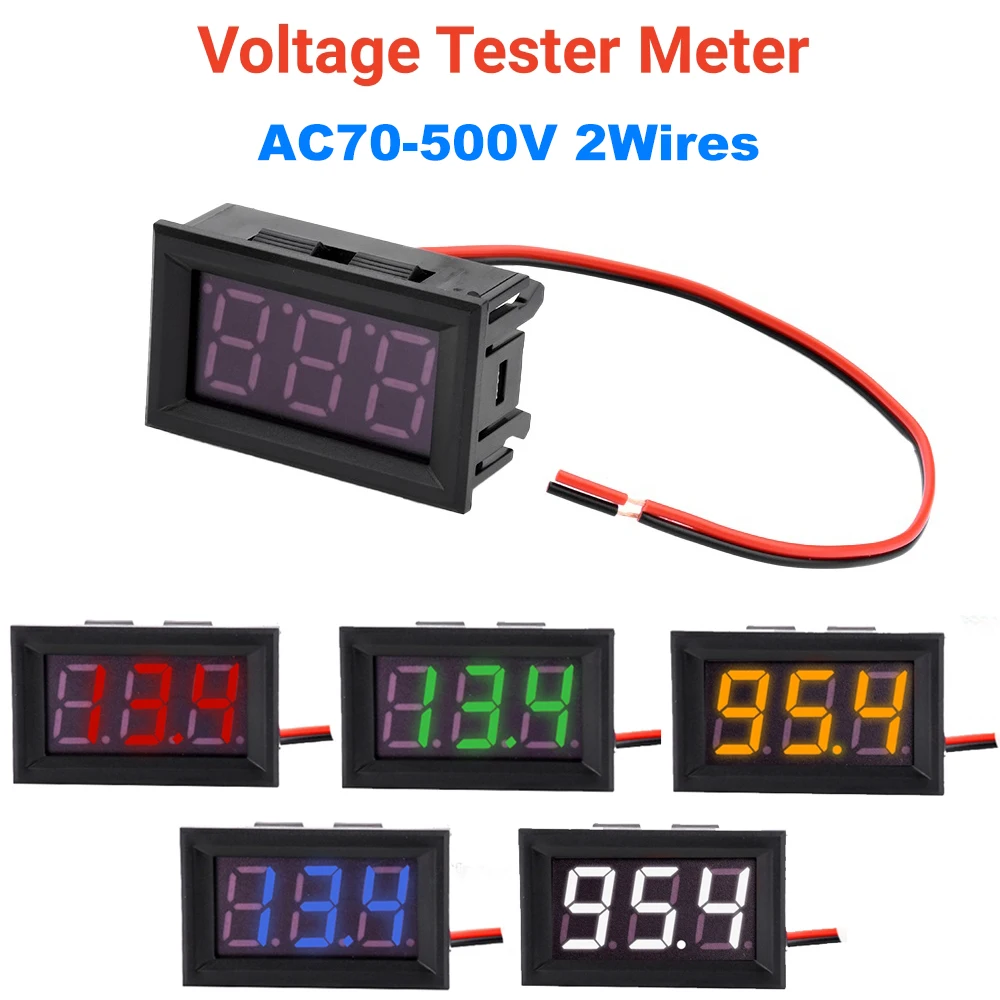 Digital Voltmeter AC70~500V Voltage Panel Meter Red/Blue/Green/White/Orange For 12V 24V 110V 220V Electromobile Motorcycle Car