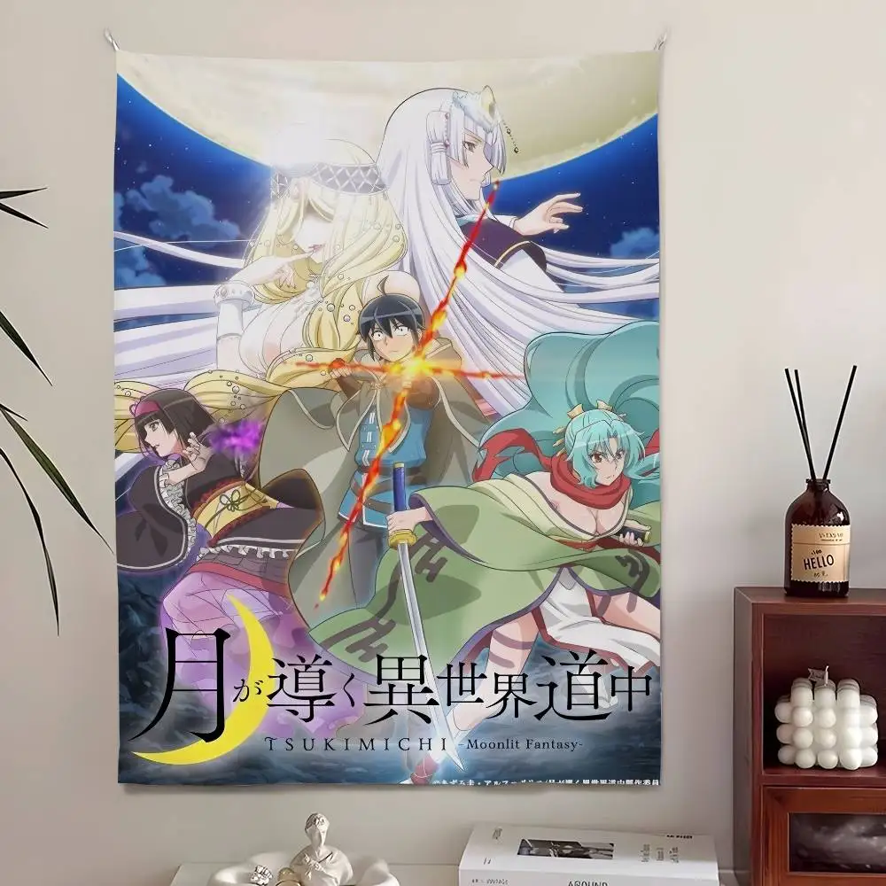 أنيمي Tsukimichi Moonlit الخيال نسيج غرفة نوم المعيشة بار حديقة في الهواء الطلق ستوكات مهرجان الديكور خلفية الفن راية