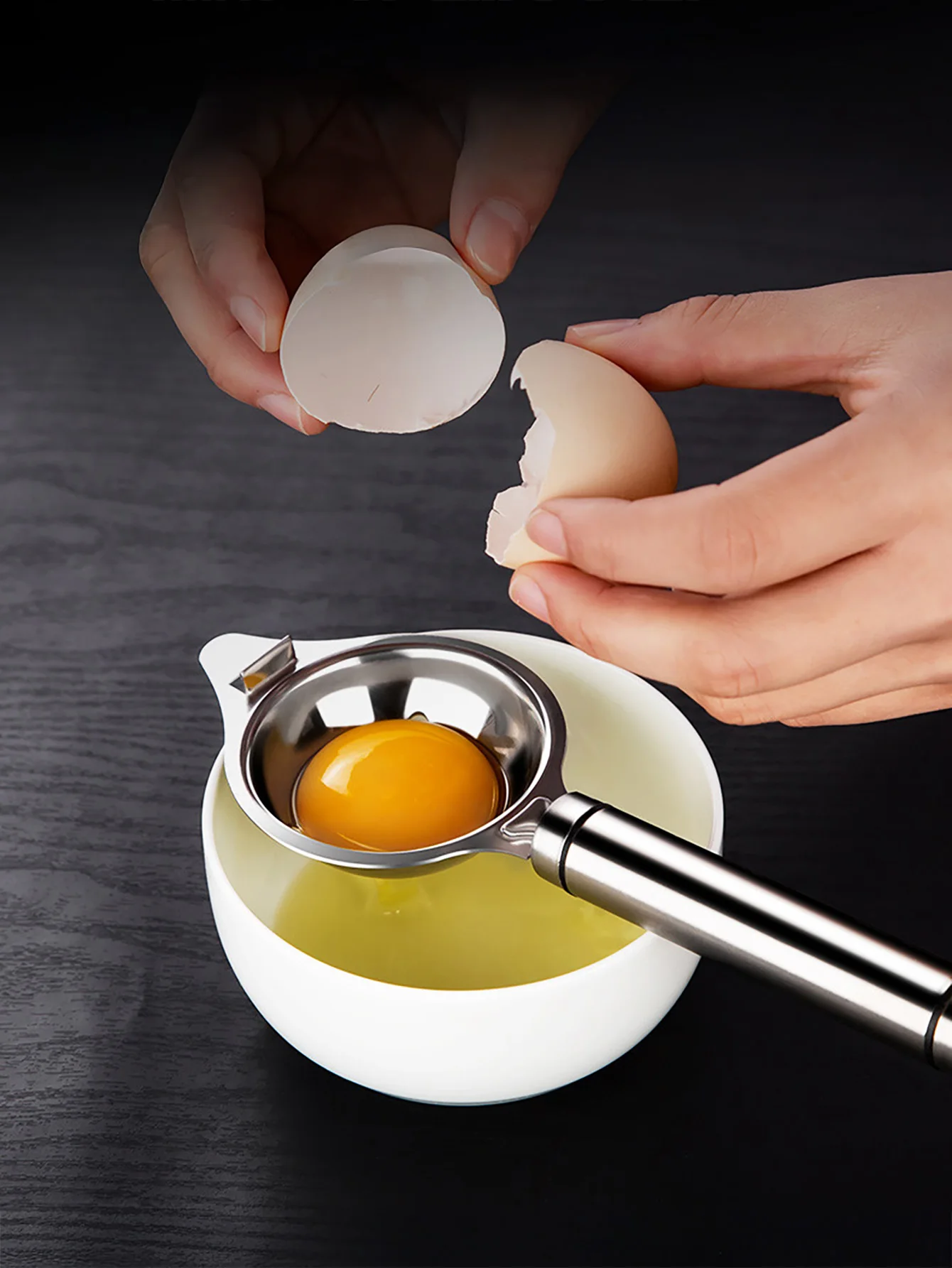 Stainless Steel Egg Separator Tool - Quick Easy Way to Separate Yolk from White Kitchen Egg Beater