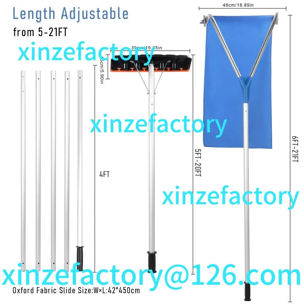 Customizable Râteau de toit à neige extensible en métal avec coussinets coulissants