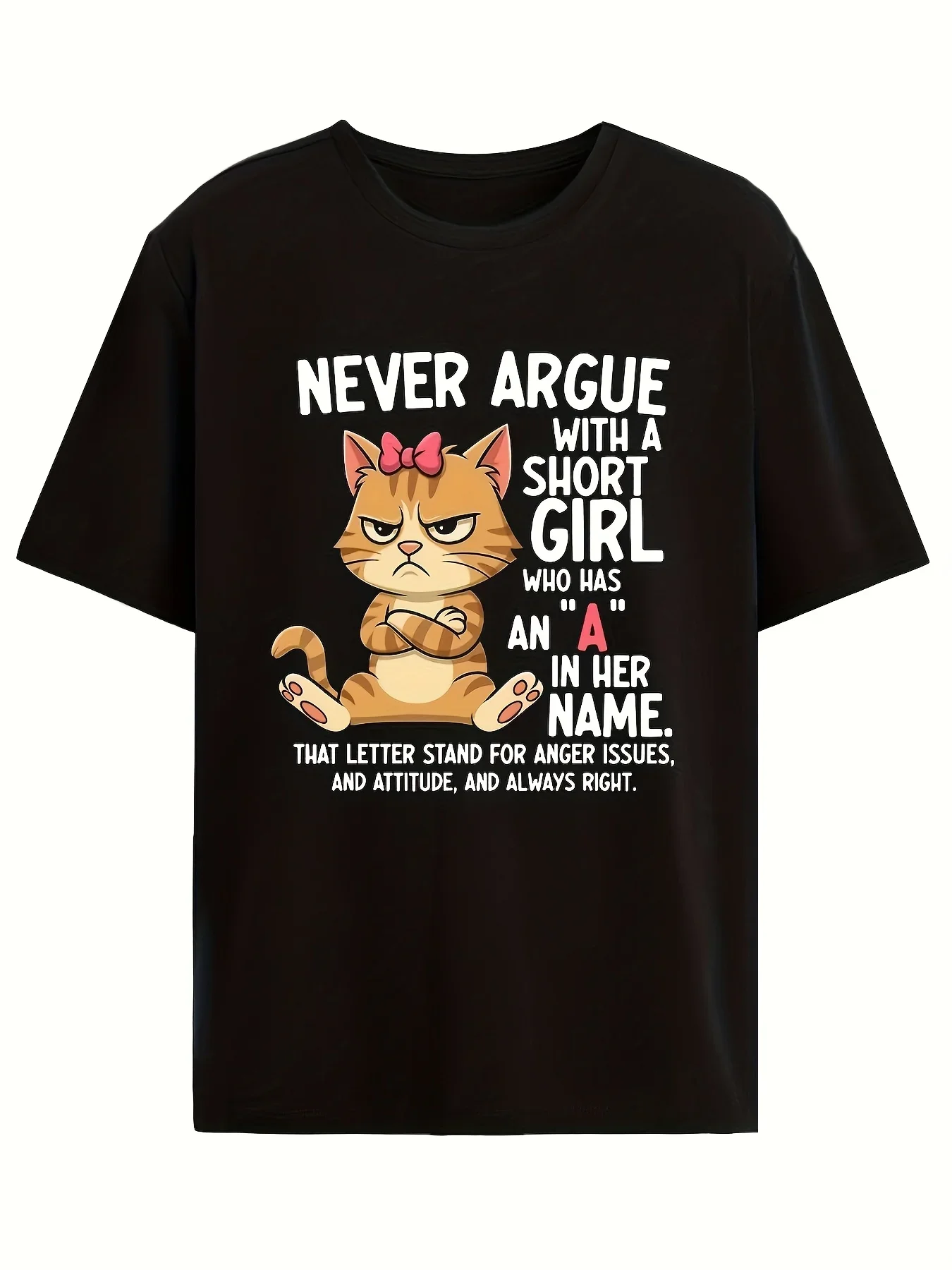 

Angry Cat Short Girl Names With A Graphic Tee Cotton Short Sleeve T-Shirt Trip