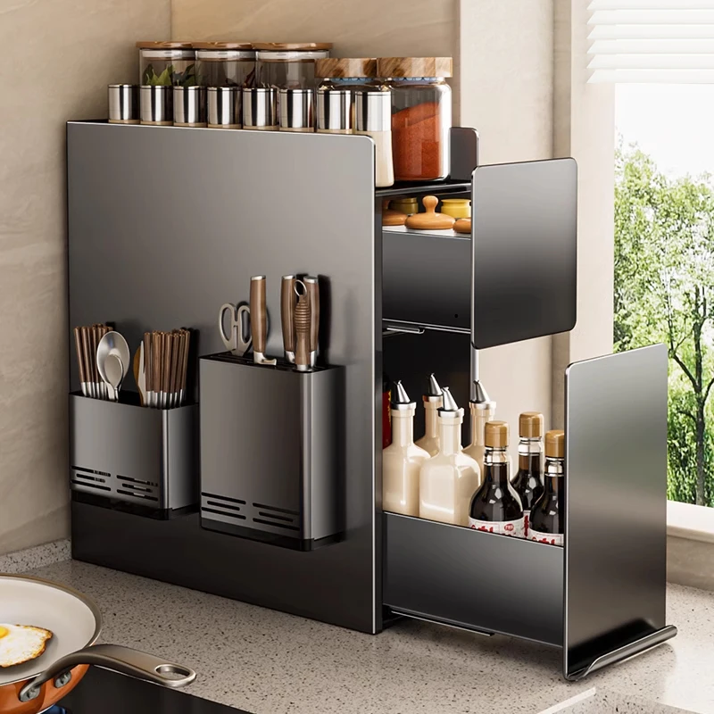 Organizador de Cocina, Estante de Pared para Cuchillos, Porta Cucharas y Palillos, Soporte para Tabla de Cortar, Almacenamiento para Condimentos, Palillos y Utensilios