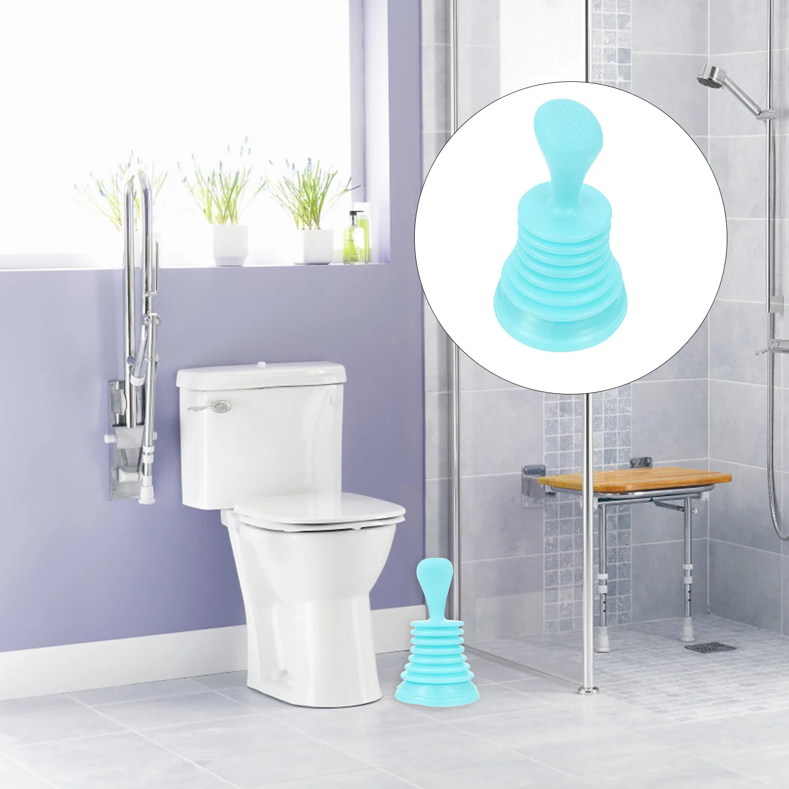 

Toilet Plunger 17x10 5cm Blue Plastic Powerful Suction Ideal for Toilet Bathtub Shower Sink Blocked Pipes Kitchen Sink Cleaner