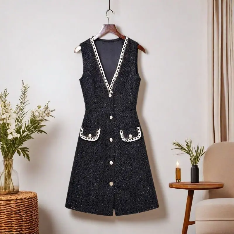

Women's Winter Dress Woolen Vest Skirt Western-style Age Reducing Small Fragrance Style Base Strap Skirt Slimming Vests Clothes