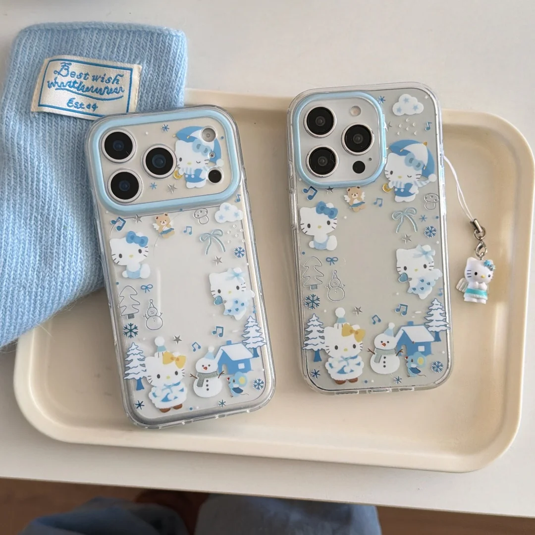 

Winter Snowman kitten Cute pendant Phone Case For iPhone 17 16 15 14 13 Pro Max 14 15 16 PLUS Y2K Girl Kawaii Cover﻿﻿