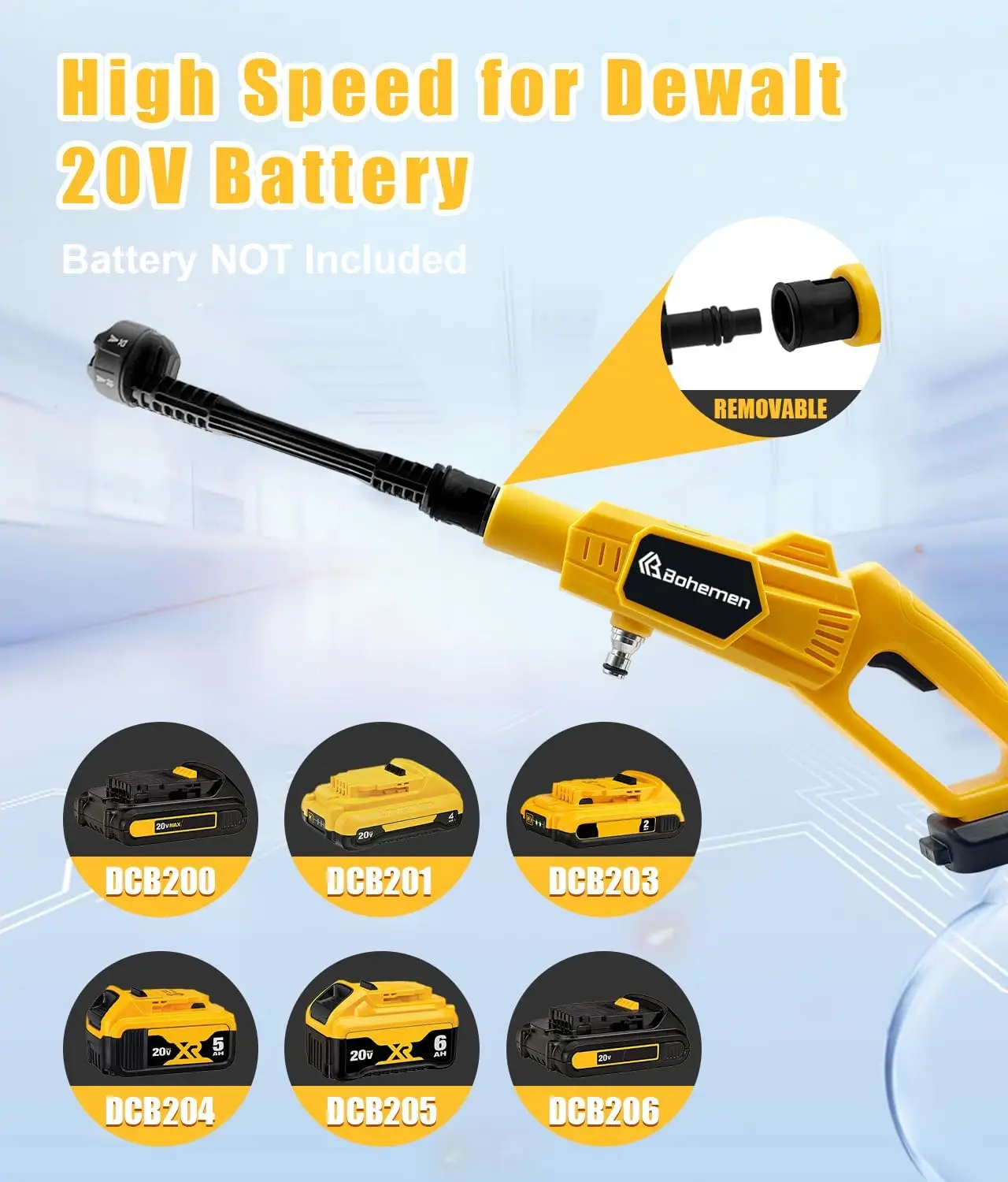 20V battery cordless car electric cleaning machine DCB206 900 PSI handheld high-pressure cleaning machine with 6-in-1 nozzle, u