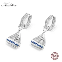 Kaletine Korean Drop Earrings Boat Anchor Original 925 Sterling Silver Statement Earrings For Women Fashion Jewelry