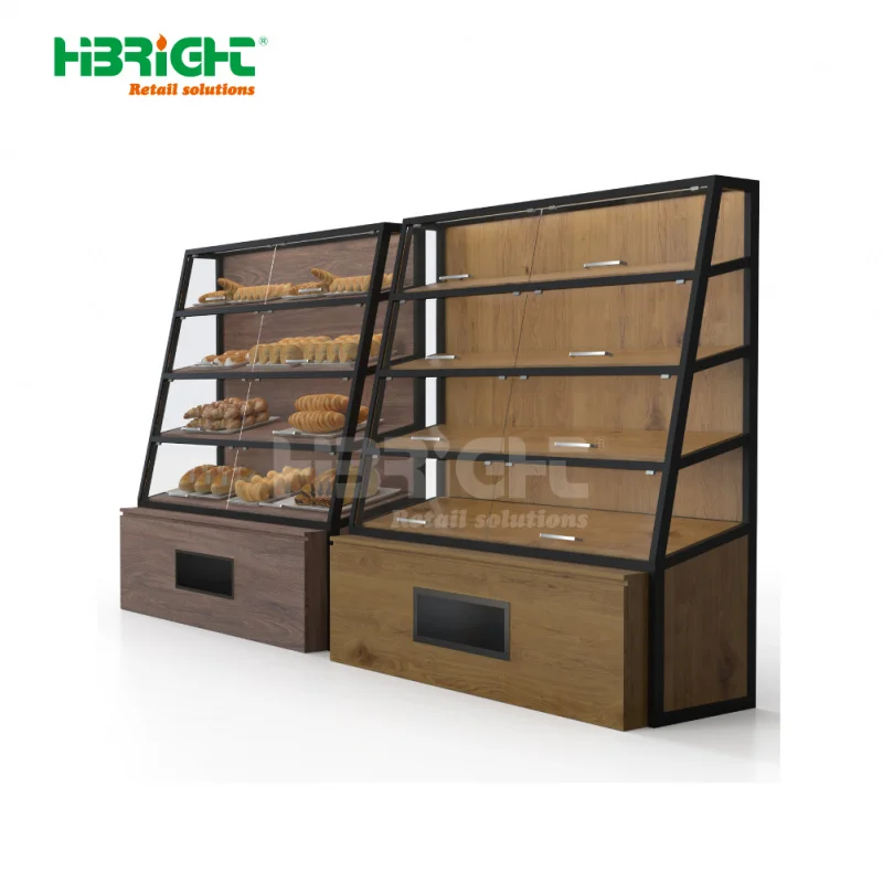 custom.Large Capacity Double-Sided Heavy Duty Customized Size Color Modern Design Supermarket Bread Display Cabinet