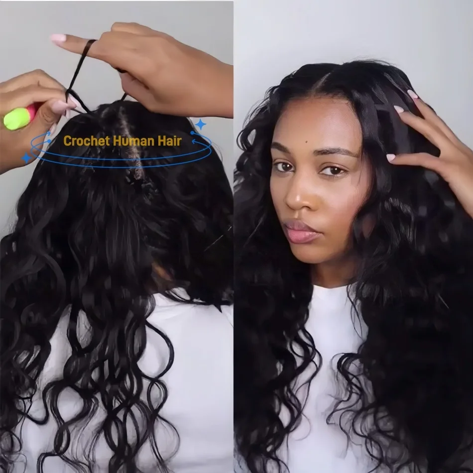 

Натуральные волосы Body Wave Feather Crochet, 100% необработанные, 12A, без узлов, предварительно разделенные для плетения косичек, линия Feather Line