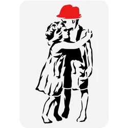 Kids Hugging Stencil 8.3x11.7inch Reusable Girl Painting Template Boy Drawing Stencil Theme