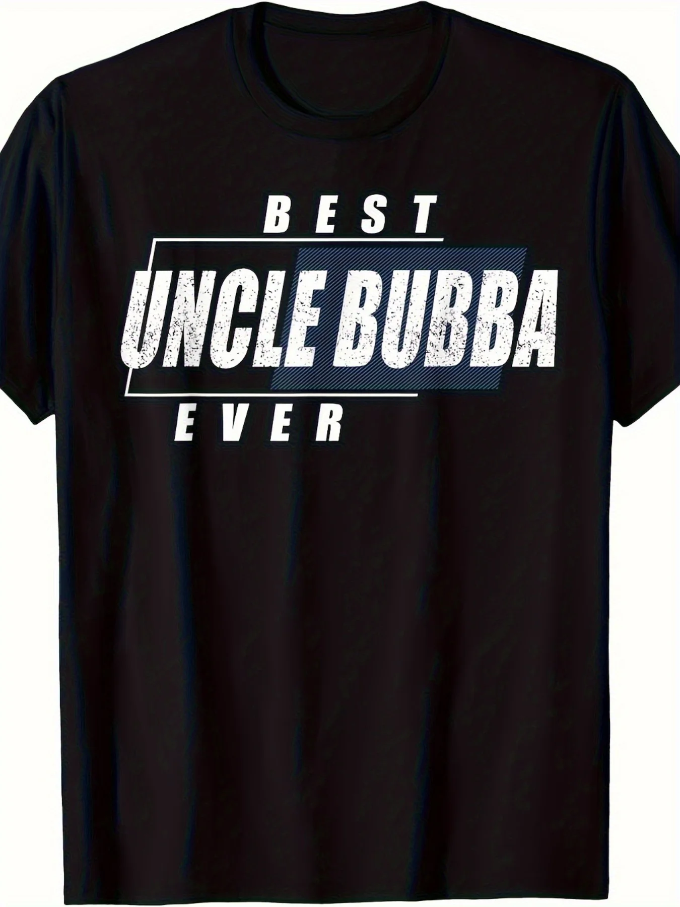 Best Uncle Bubba Ever Men's T-Shirt, Black, Round Neck, Comfortable and Casual, Suitable for Birthday Celebrations, Classic Retro Style, Short Sleeve, Plus Size