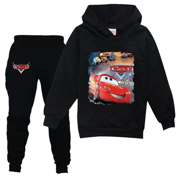 Pixar-Sweat à capuche McQueen Cars Rains pour enfants, olympiques de sport pour enfants, sweat à capuche fin décontracté pour filles, pantalons noirs, ensembles de vêtements d'extérieur