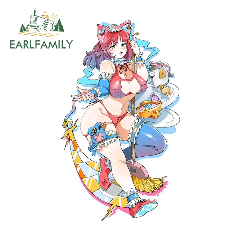 EARLFAMILY 13cm X 7.7cm Cat Girl Sexy Candy Car Stickers Simple Graffiti Decals Car Label Sunscreen Laptop Caravan Decor