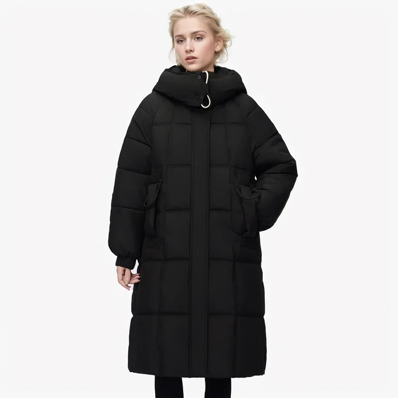 2024 New Winter Women Long Parkas Pockets Thick Warm Hooded Down Cotton Coat Female Loose Puffer Jackets Windproof Snow Overcoat