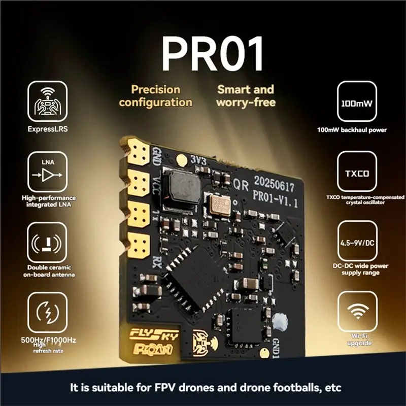FLYSKY Wireless ELRS Receiver 2.4Ghz 16CH Supports CRSF/S. BUS Built-In TCXO Wi-Fi Wireless Update For RC FPV Drone Airplane