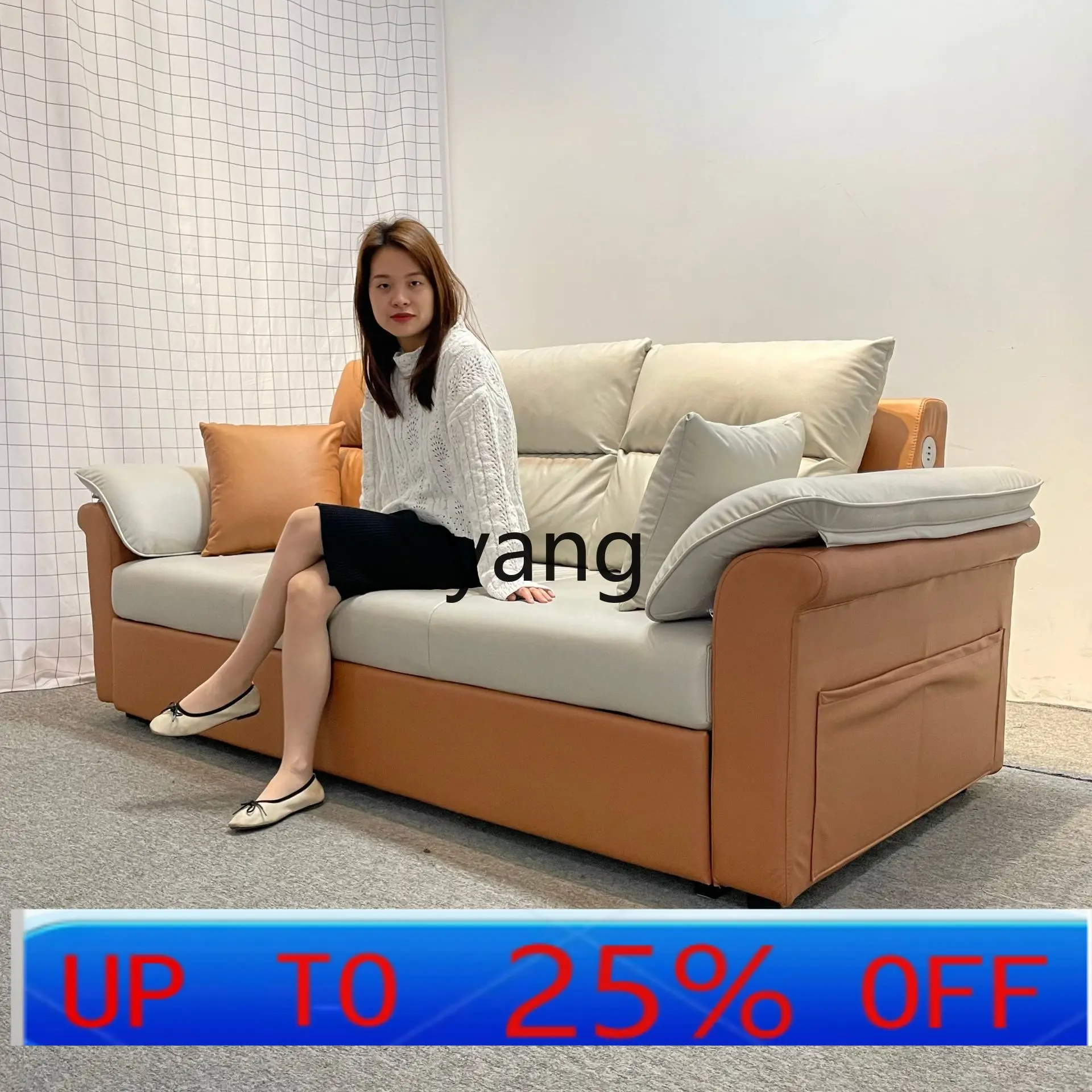 LMM technology cloth sofa bed, multi-functional living room triple sofa