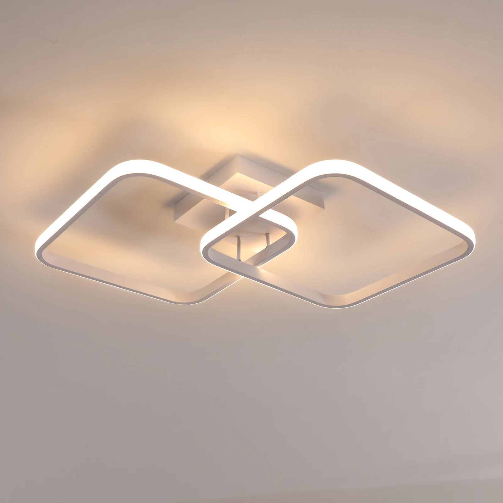 Moderne quadratische LED-Deckenleuchte, 42 W, Acryl-Kronleuchter für Küche, Esszimmer, Wohnzimmer, Studio, Büro, 3000 K, helles, warmweißes Licht – Detail 2