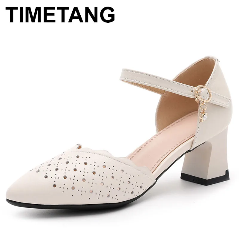 

2025 сандалии из натуральной кожи с острым носком, женская обувь на высоком каблуке, женские сандалии большого размера, летние сандалии Tide