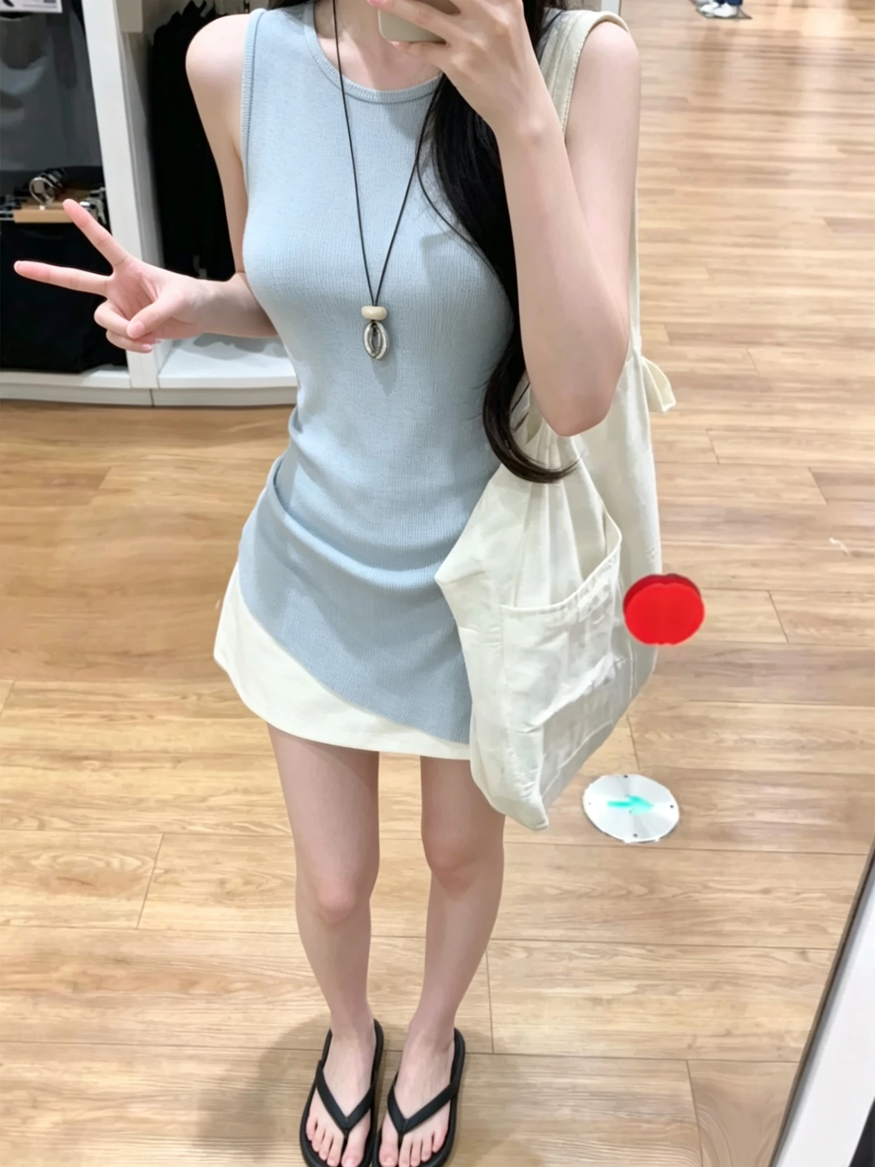 Kumikumi Summer Women's Knitted Wrap Vest Irregular Pleated Outerwear Slimming Waist Design Commute Style Single Piece