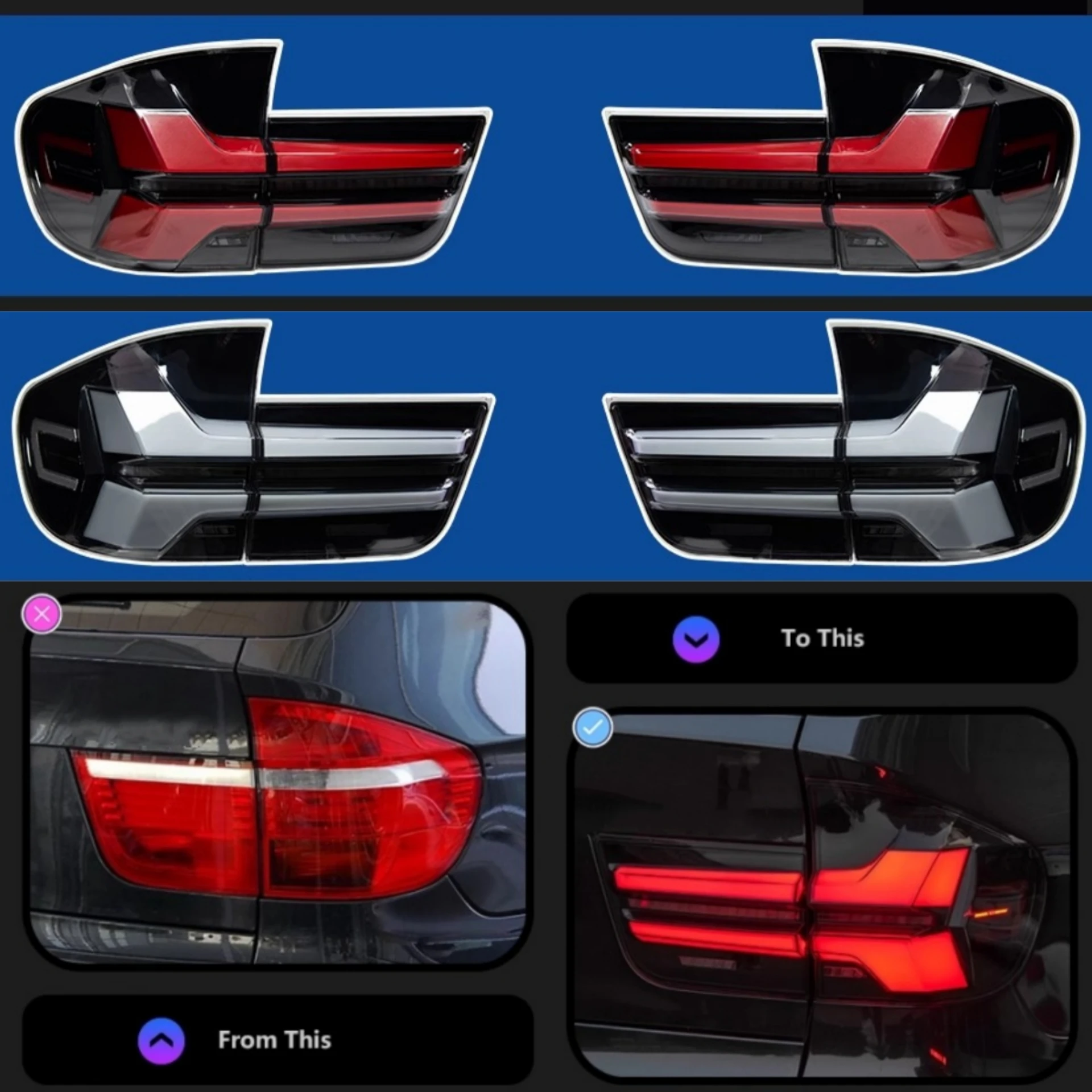 

Car Led Taillight Assembly for BMW X5 E70 07-13 Modified to G05 Style Brake Light Dynamic Signal Lamp with Turn Signal