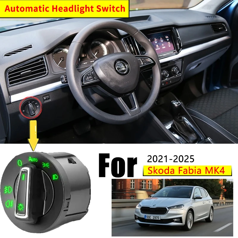 

For Skoda Fabia MK4 PJ 2021 2022 2023 2024 2025 New Automatic AUTO Switch Head Lamp Switch Light Sensor Refit Auto Light Upgrade