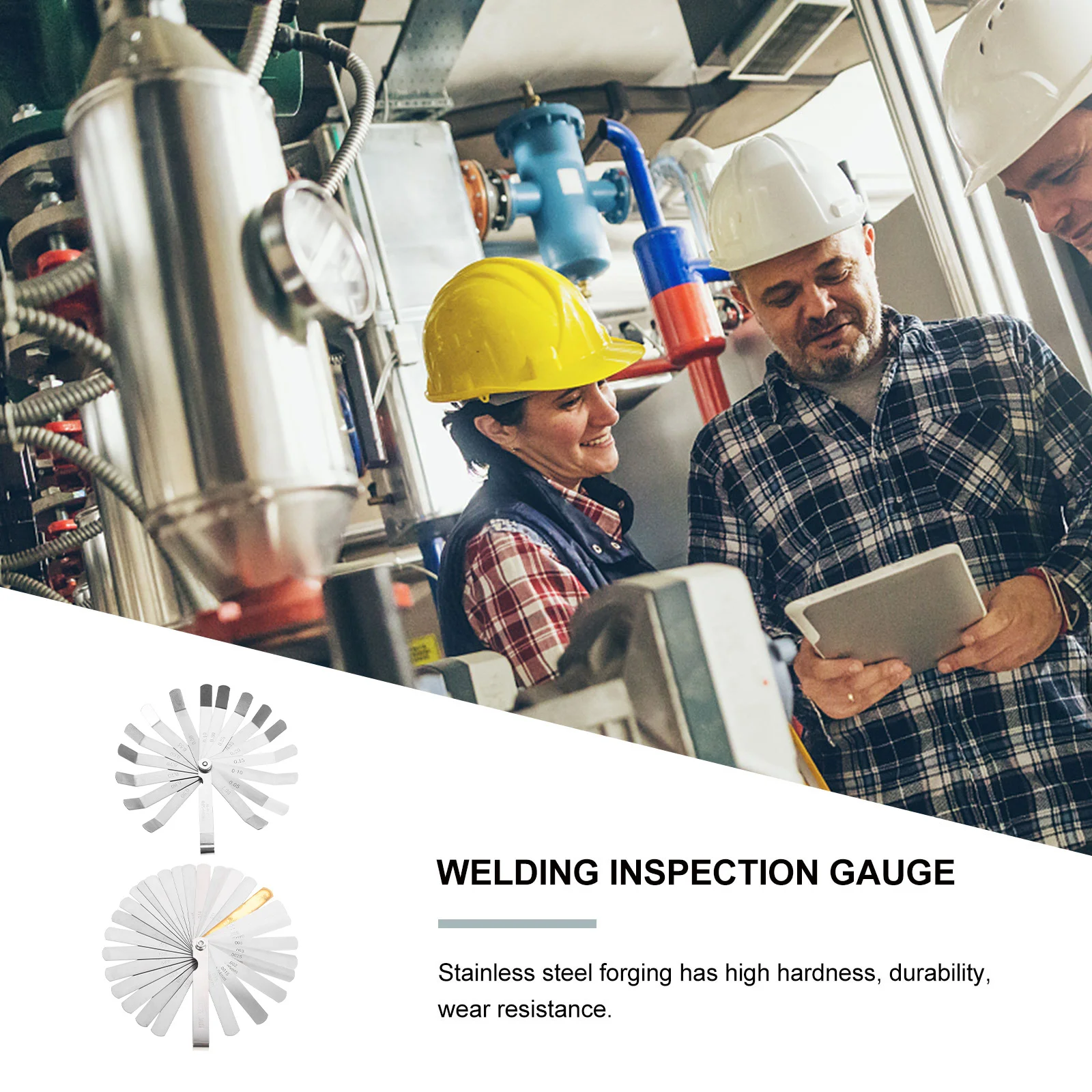 

2pc High-Precision Feeler Gauge Set Spring Steel Measuring Tool For Gap Width Thickness 360 Degree Rotating Clear Scale