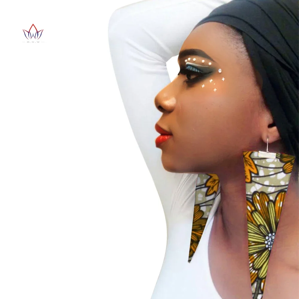 

Trendy African Fabric Earrings Handmade Earrings For Women Party Gift African Print Ankara Big Oversized Drop Earrings WYB279