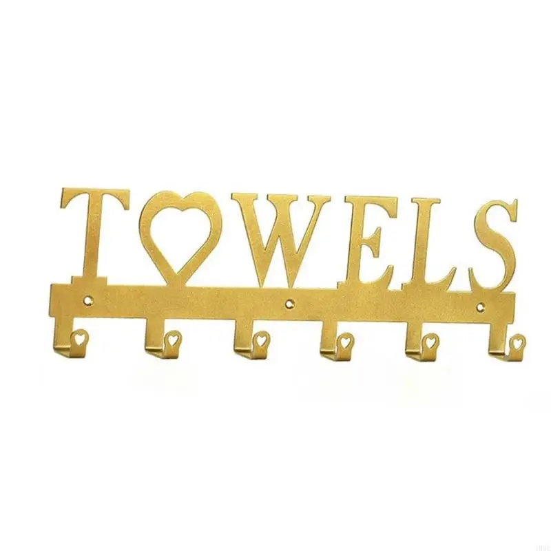 Versatile 5 Hook Towel Organizers Sturdy Metal With Stylish Cutouts Wide Towel Hanger Hanging Hook For Practical Use J0MC