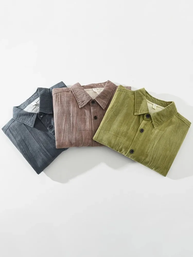 

Retro Japanese Sle Linen Long Sve Men's irt Casual Cotton Linen Material Thin Outerwear Spring Autumn New Sle Faio...