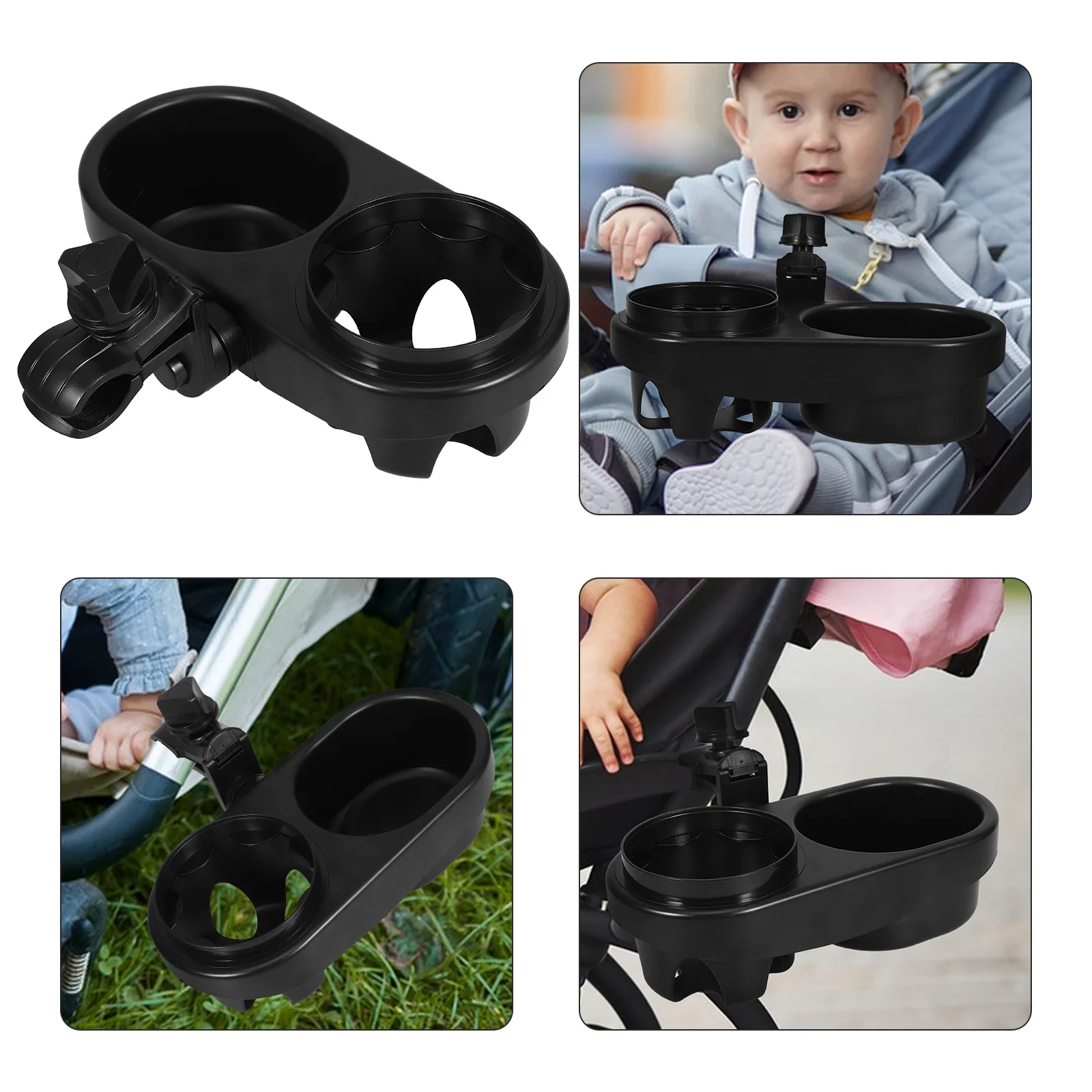 

Universal Stroller Cup Holder Tray Dual Cup Snack Holder Storage Rack Outdoor Stroller Attachment Wheelchair Accessories
