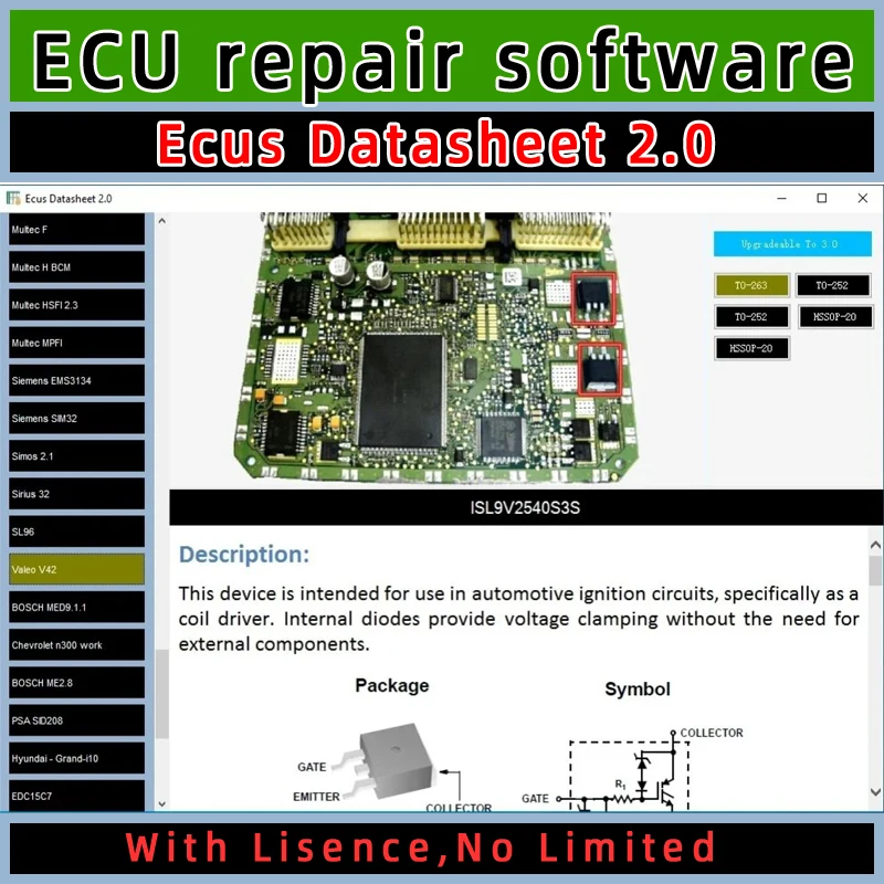 

Ecus Datasheet 2.0 ECU Repair Software PCB Schematics with Electronic Components of Car ECU Additional Information For IAW Bosch