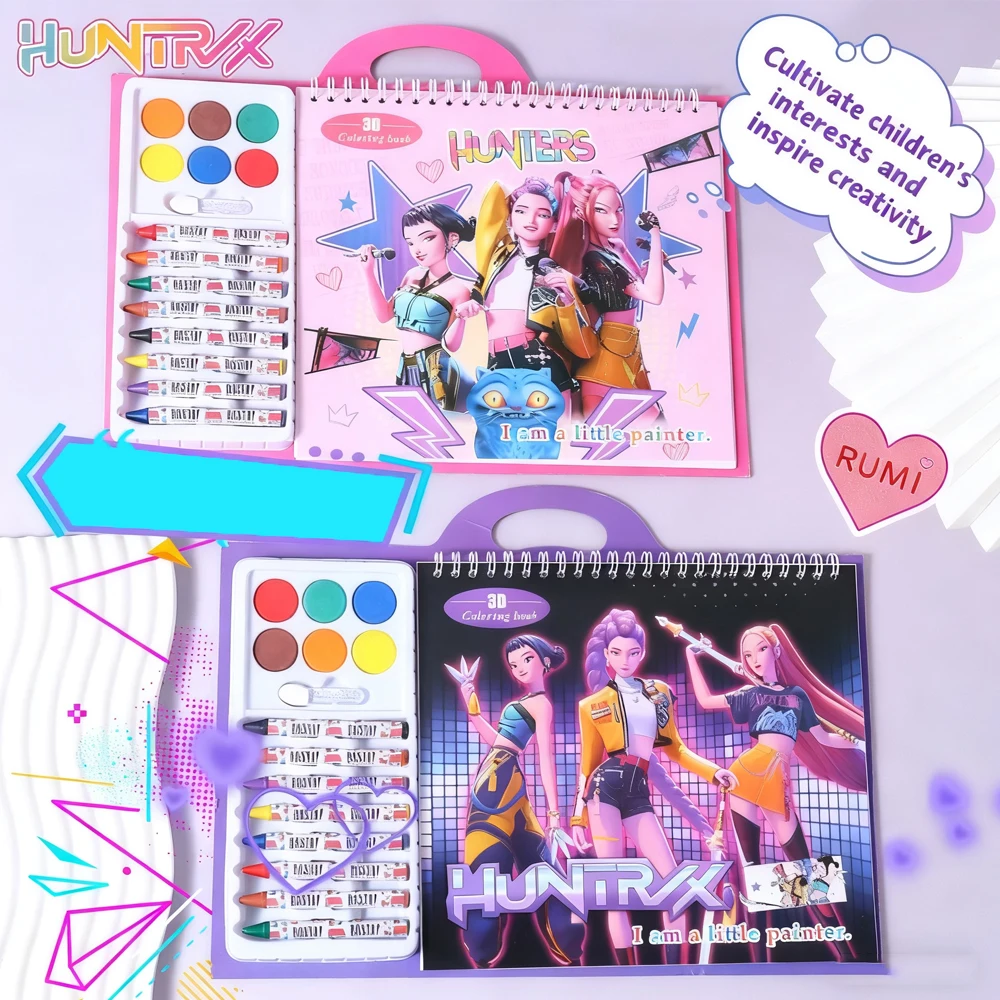 Huntrix KPOP Graffiti-Malbuch für Kinder, pädagogisches Malbuch mit Buntstiften, Malbuch