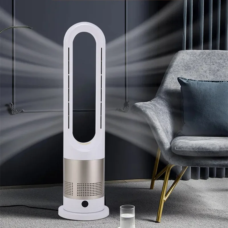 Bladeless Electric Tower Fan with Cold & Warm Air Cooling Standing Air Conditioner Heater with Timer Remote Control