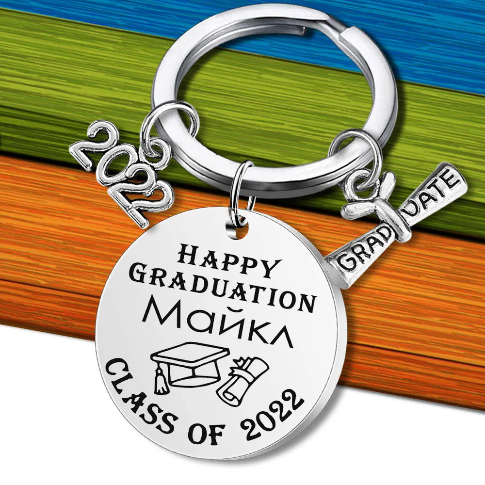 Custom Name Graduation Season Gift CLASS OF 2022 Stainless Steel Keychain Lettering Keychain Pendant Inspirational DIY