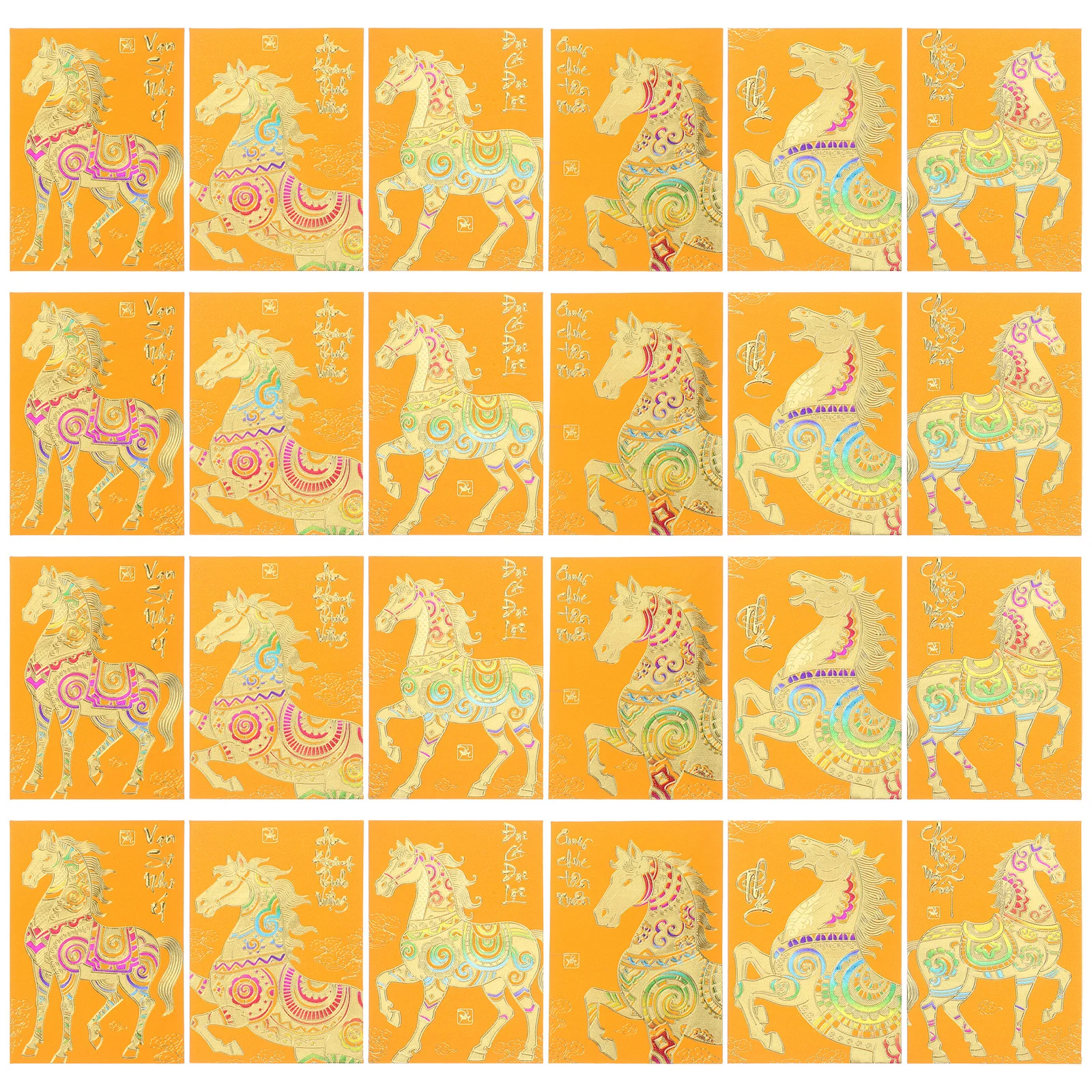 120Pcs Chinese Spring Festival Red Envelopes Unique Design Year of The Horse Vietnamese Money Packets for Lunar New Year