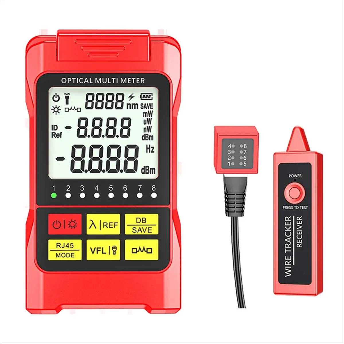 เครื่องวัดพลังงานแสงไฟเบอร์ออปติก 100mW -70-+10dbm มัลติมิเตอร์แบบออปติคอลสำหรับตรวจจับสัญญาณสายเคเบิลเครือข่าย