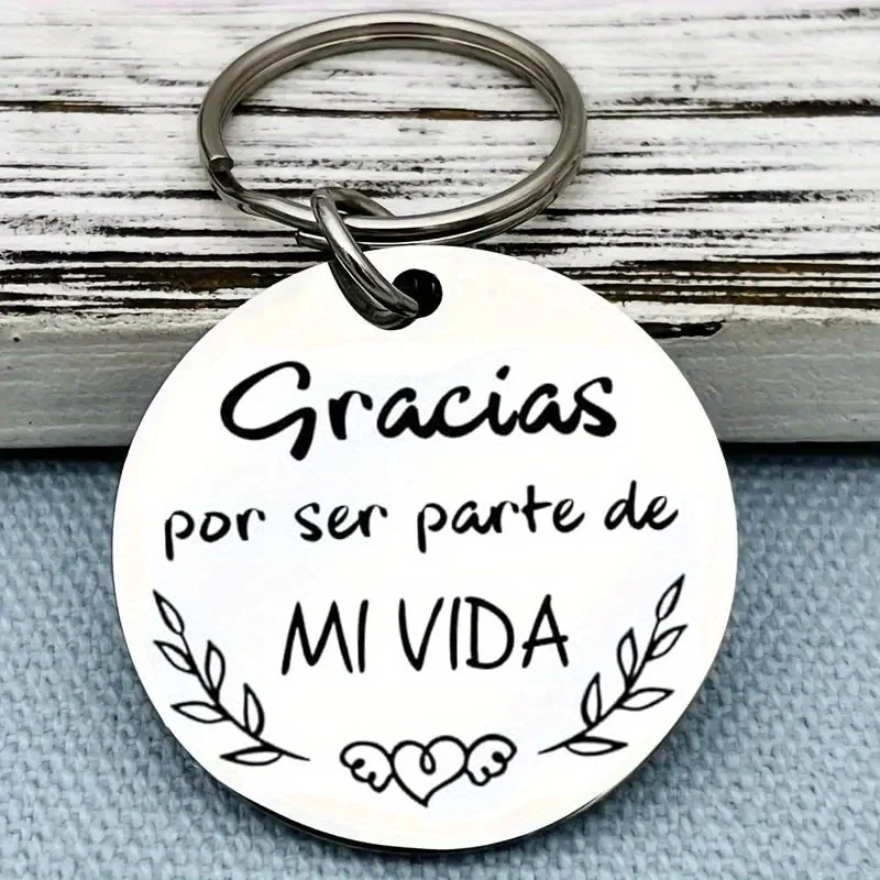 Thank You Keychain KeyRing To My Teacher My Parent =Gofather Mom Friend
