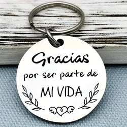 Thank You Keychain KeyRing To My Teacher My Parent =Gofather Mom Friend
